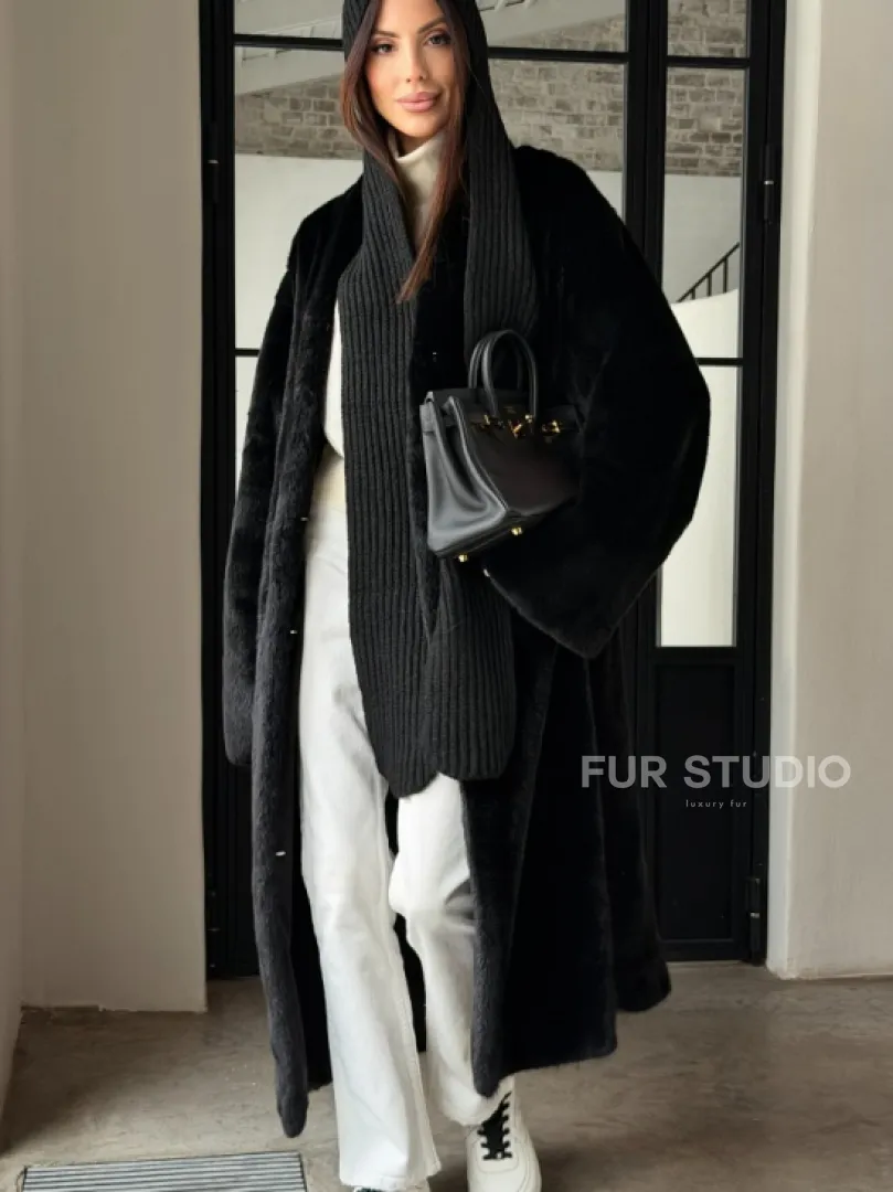 Шуба норка Blackglama V-образный ворот