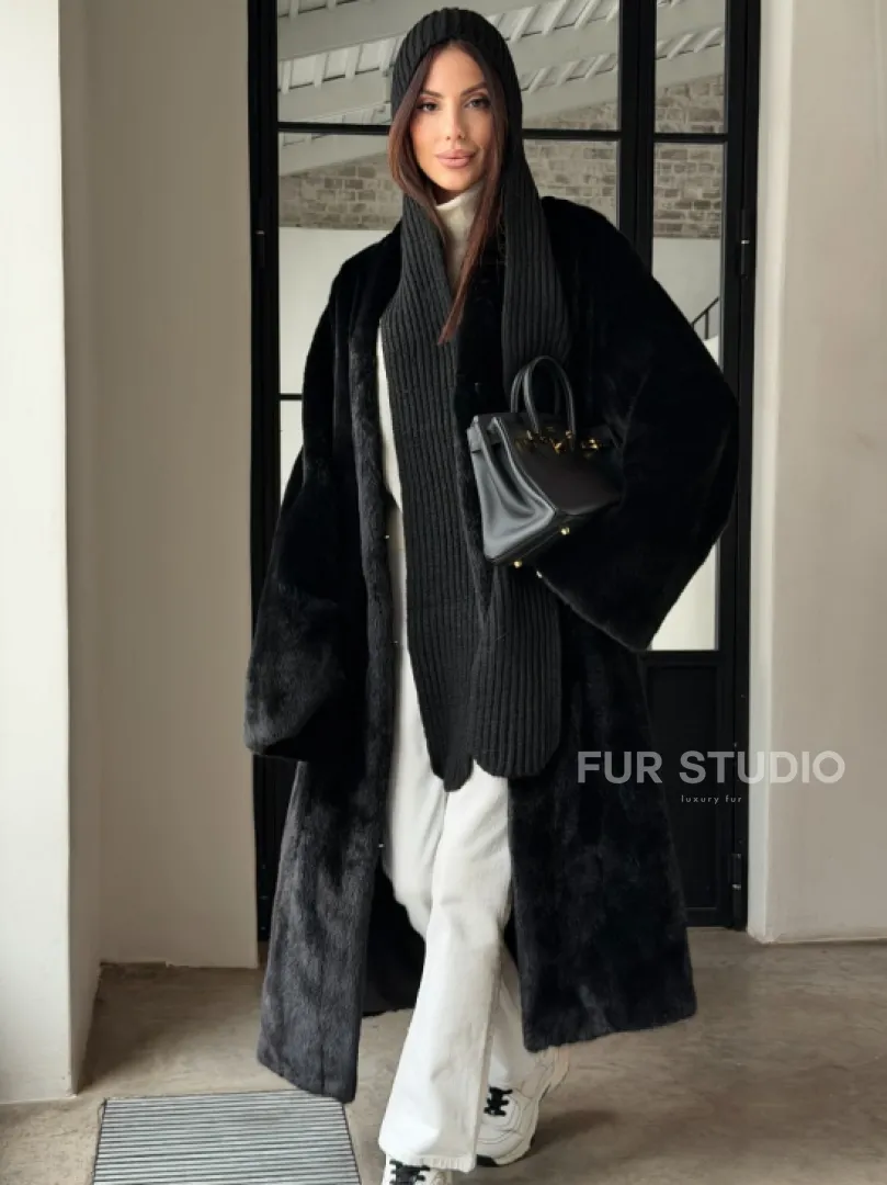 Шуба норка Blackglama V-образный ворот