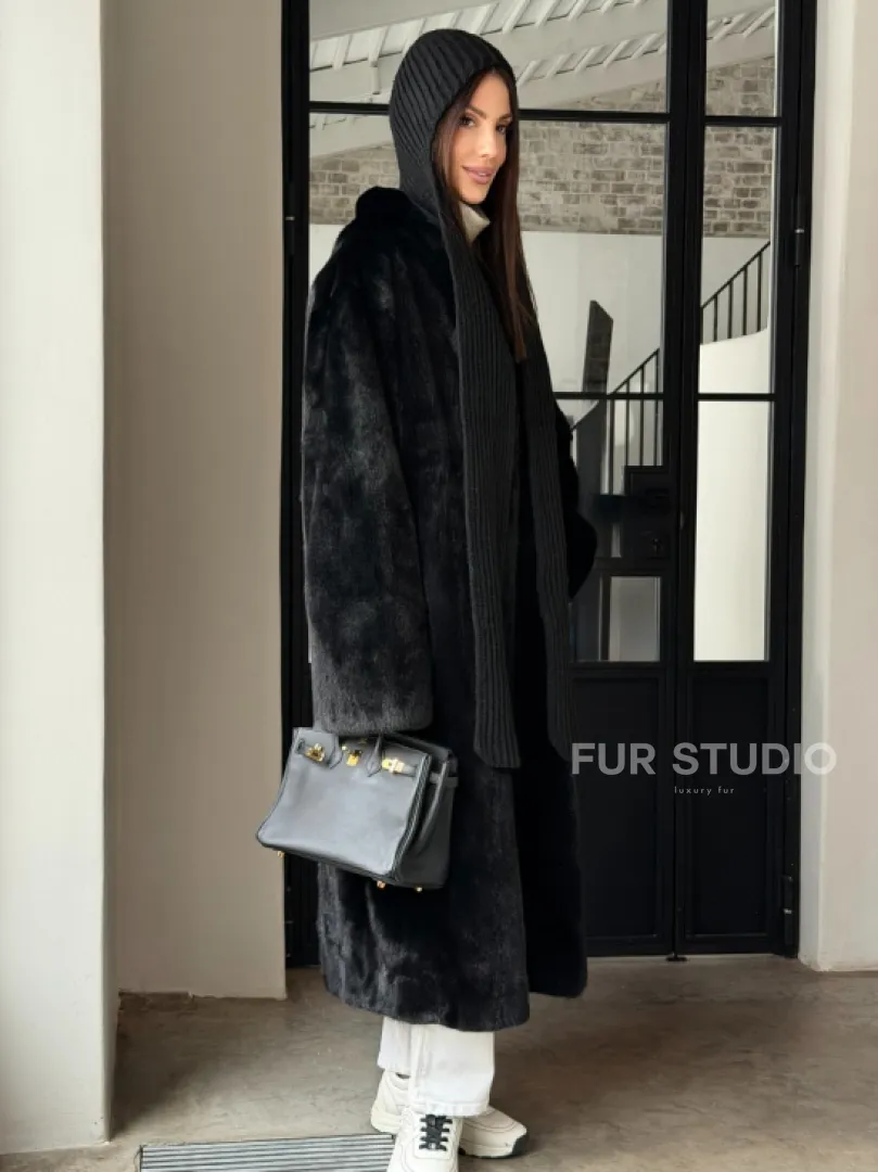 Шуба норка Blackglama V-образный ворот