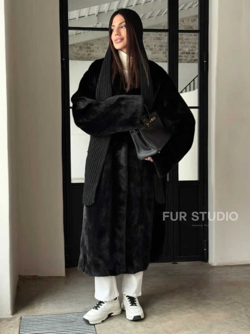 Шуба норка Blackglama V-образный ворот