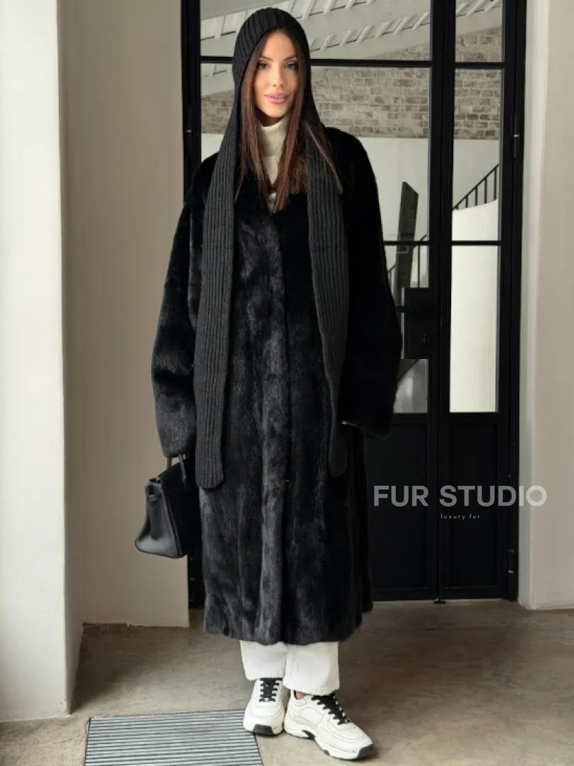 Шуба норка Blackglama V-образный ворот