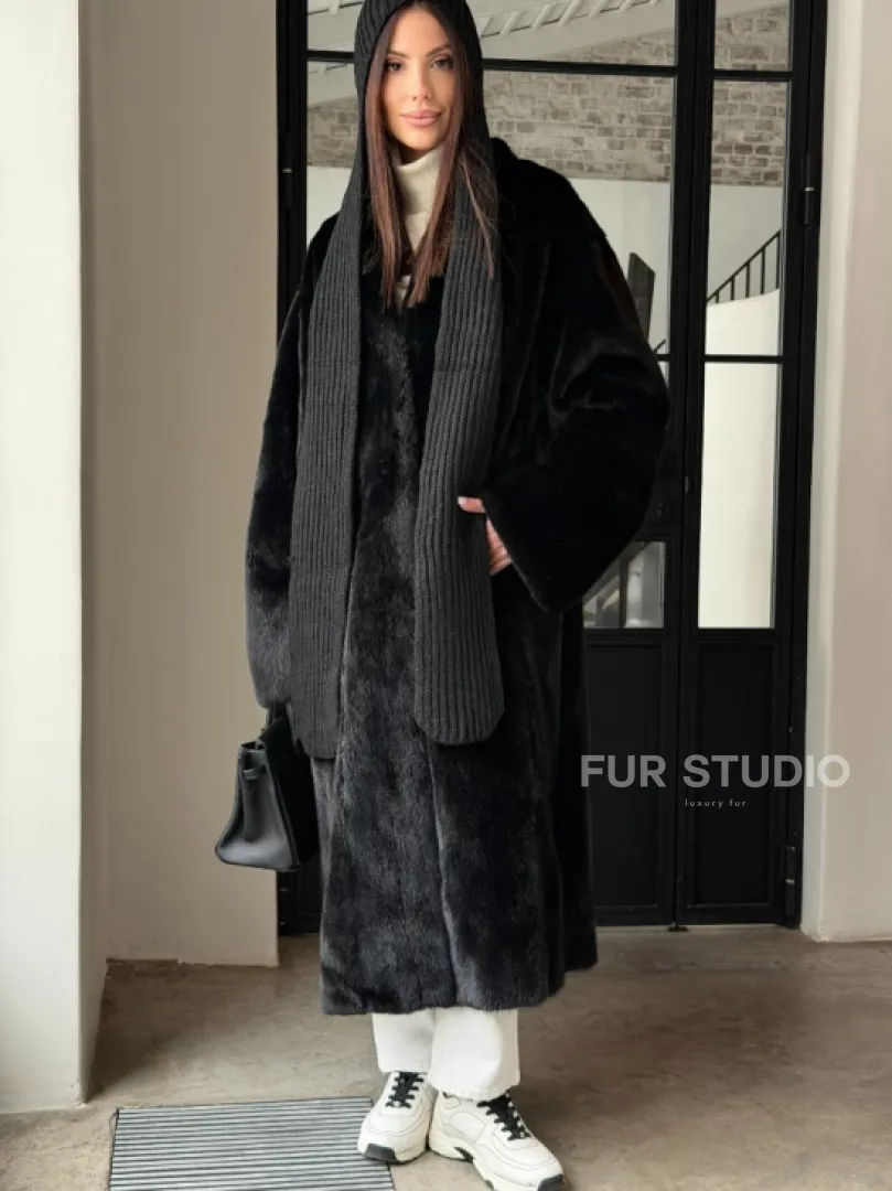 Шуба норка Blackglama V-образный ворот