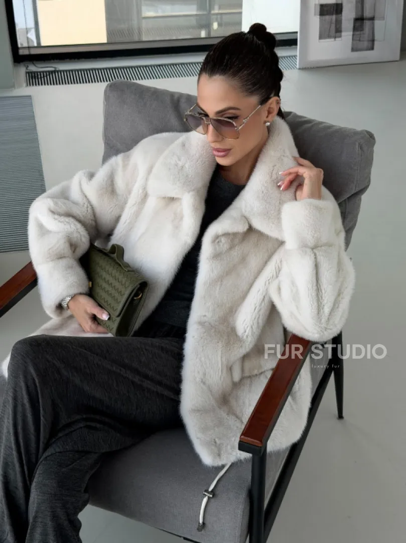Модная женская норковая куртка - фото 16