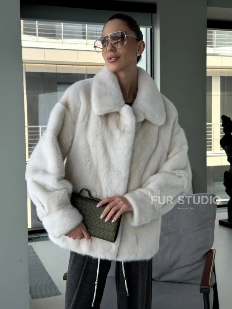 Модная женская норковая куртка - фото 7