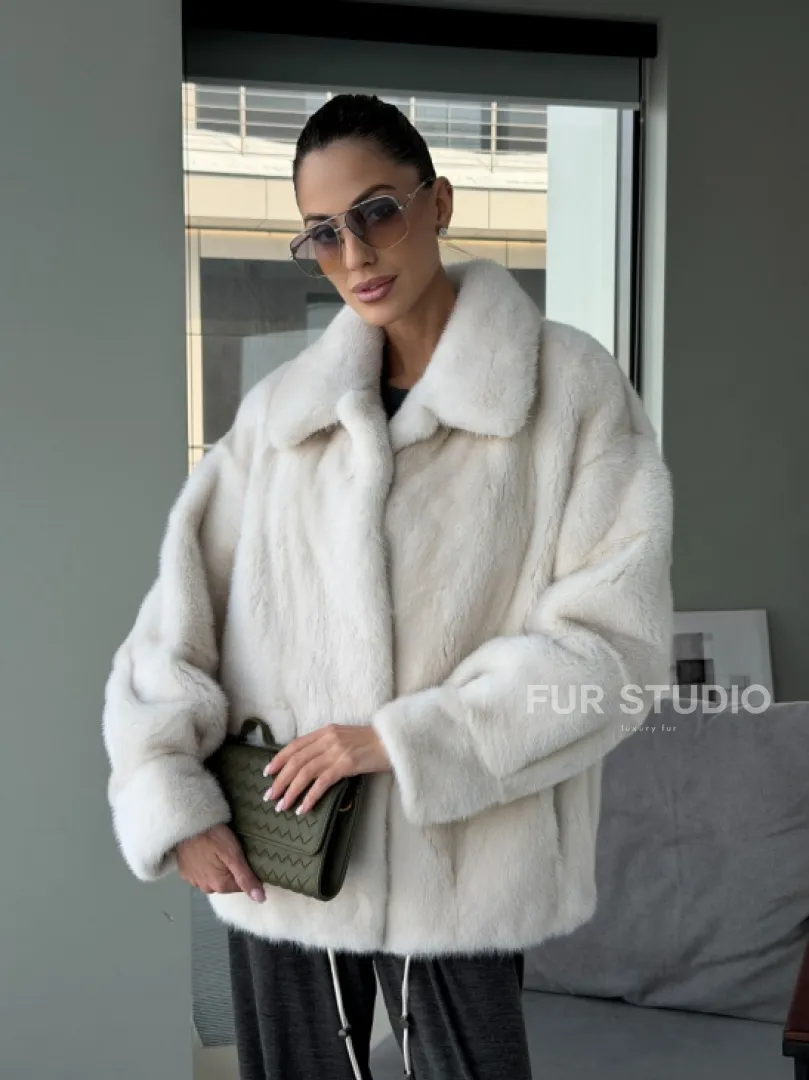 Модная женская норковая куртка - фото 14