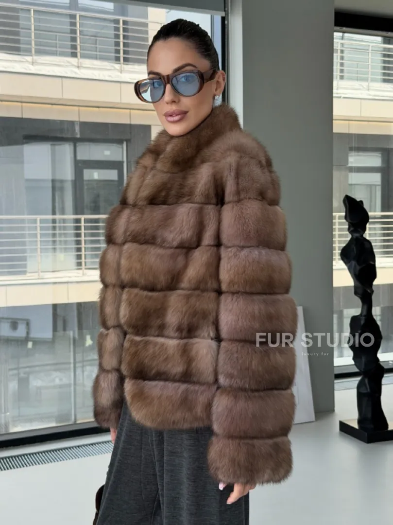 Полушубок из соболя «Тортора Графит» - фото 6