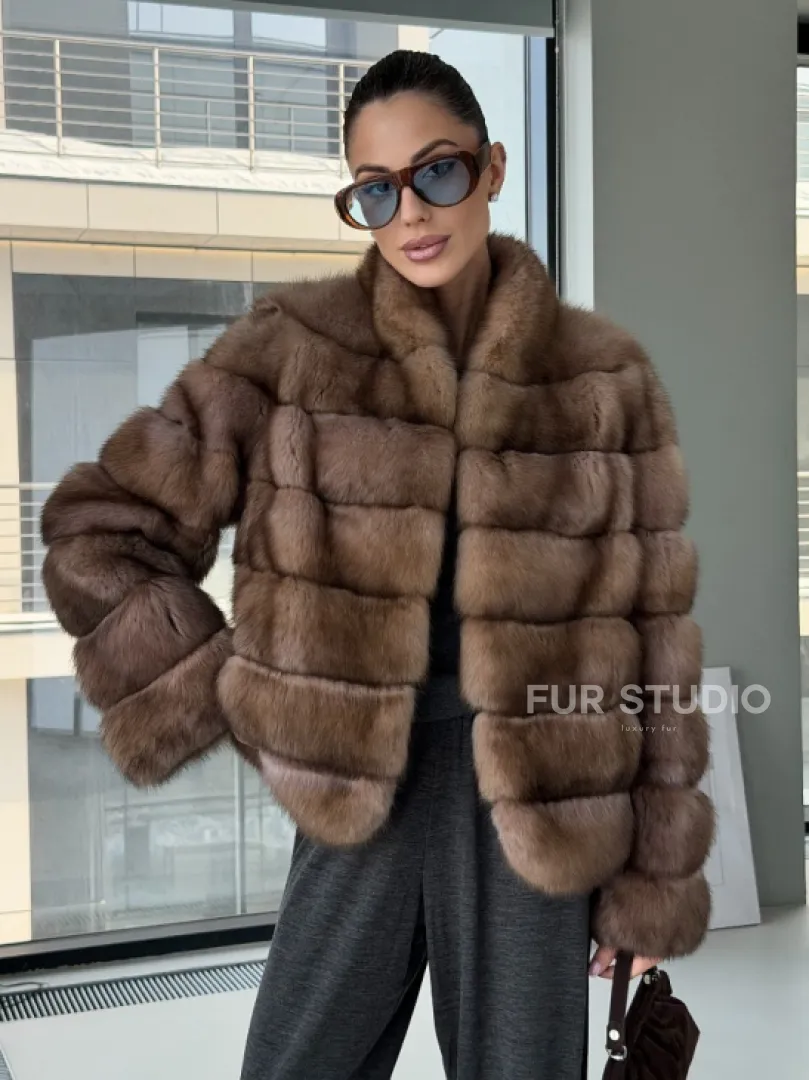 Полушубок из соболя «Тортора Графит» - фото 9