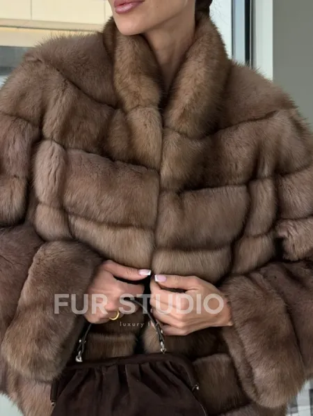 Полушубок из соболя «Тортора графит» - фото 1