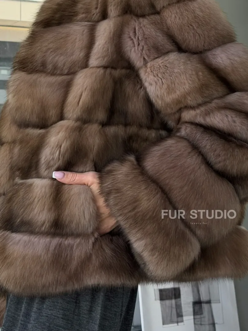 Полушубок из соболя «Тортора Графит» - фото 3