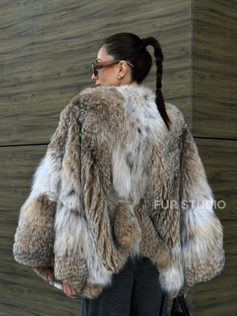Шуба - летучка из меха рыси - фото 19