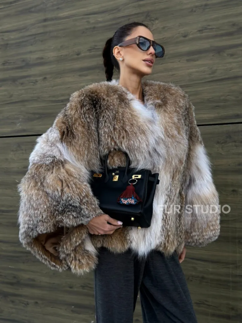 Шуба - летучка из меха рыси - фото 10