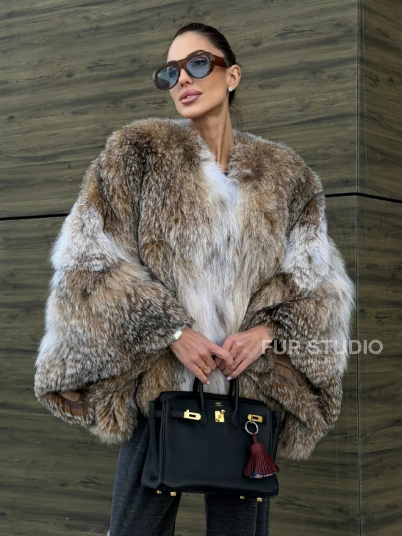 Шуба - летучка из меха рыси - фото 8