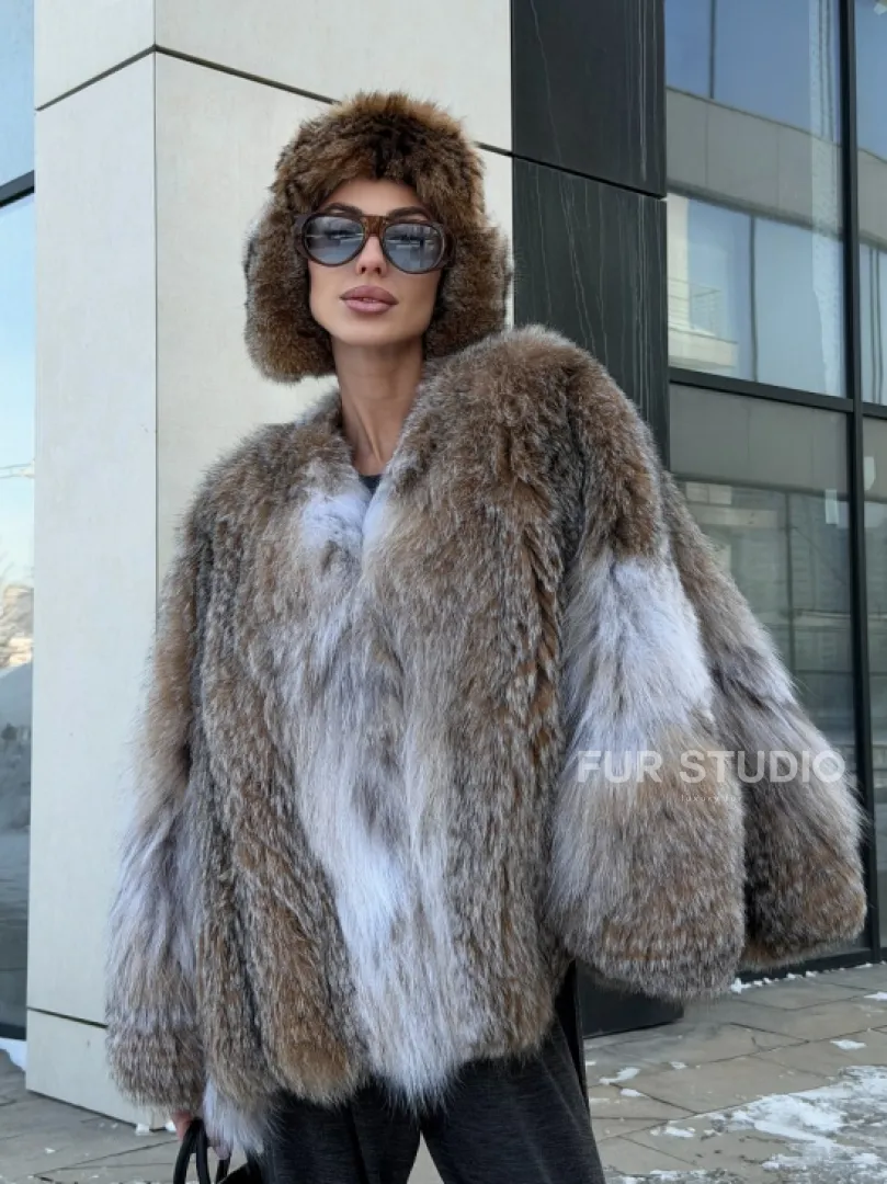 Шуба - летучка из меха рыси - фото 17