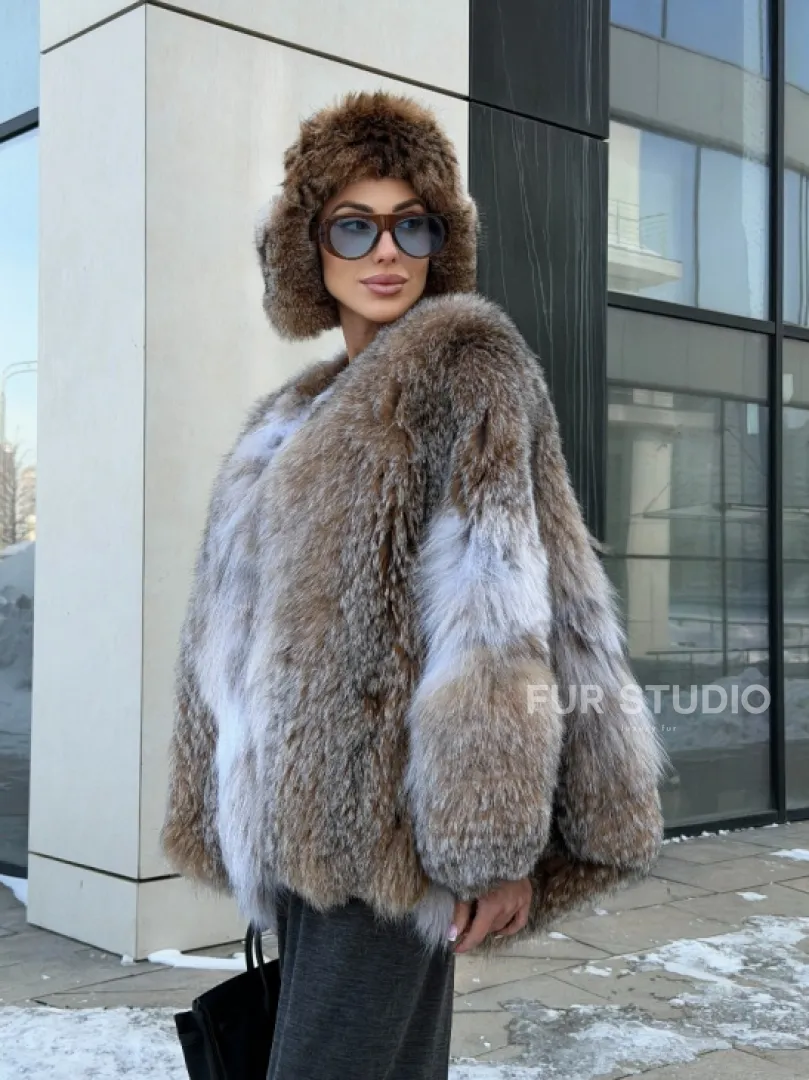 Шуба - летучка из меха рыси - фото 18
