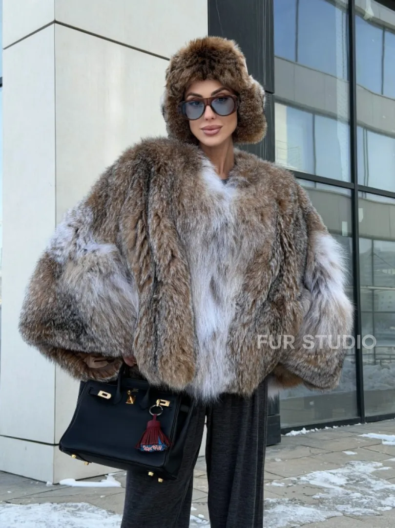 Шуба - летучка из меха рыси - фото 9