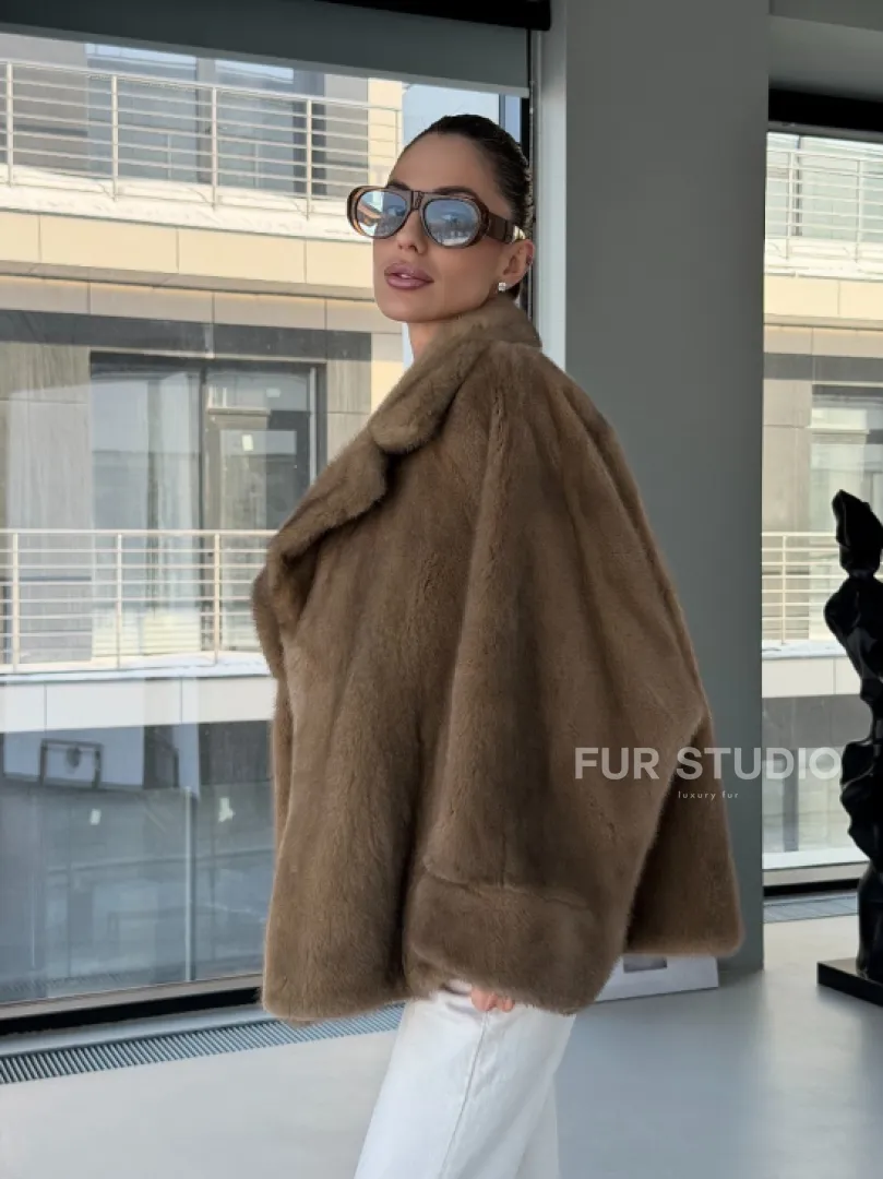 Короткая норка кимоно роспуск - английский воротник - фото 19