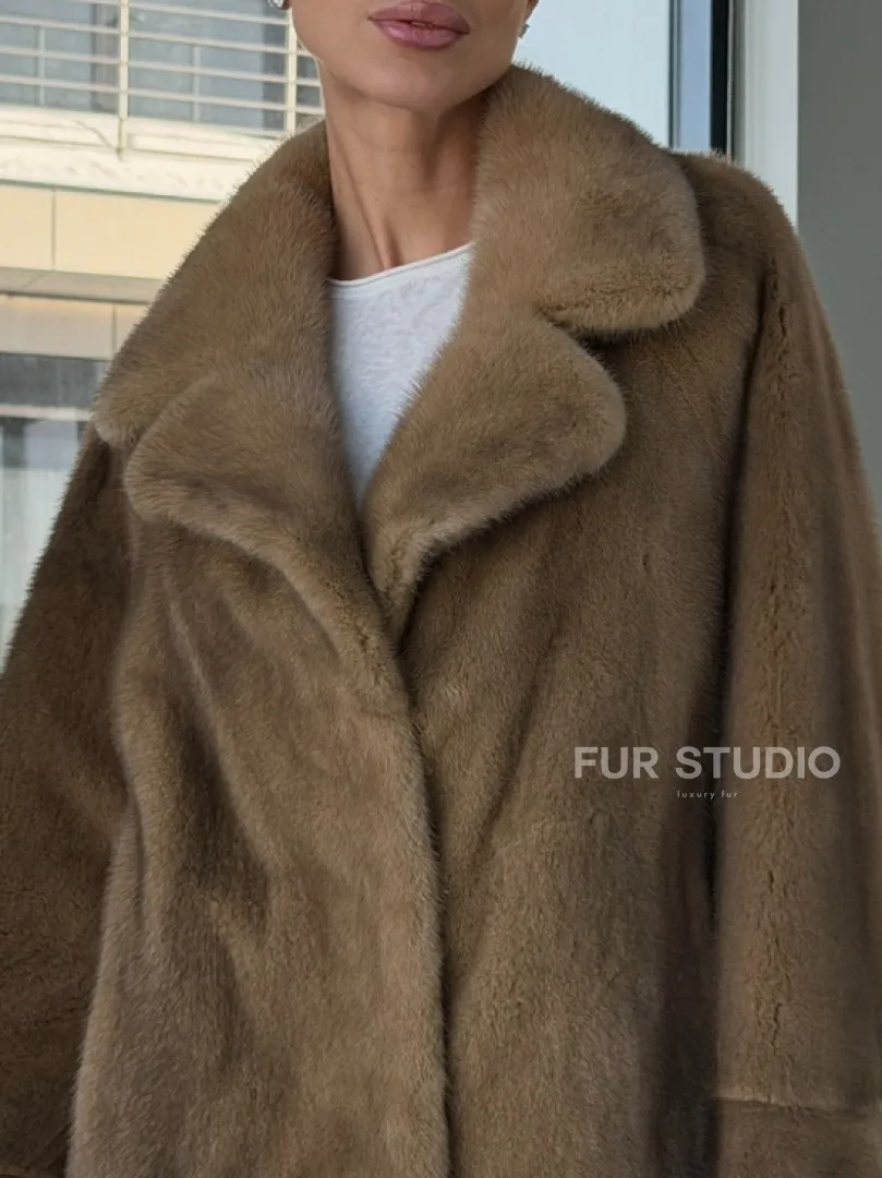 Короткая норка кимоно роспуск - английский воротник - фото 1