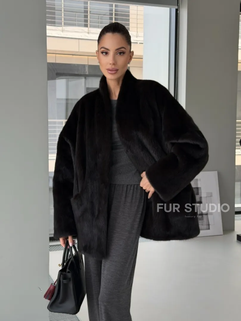 Модный норковый жакет «тренд 2026» Dark Espresso - фото 14