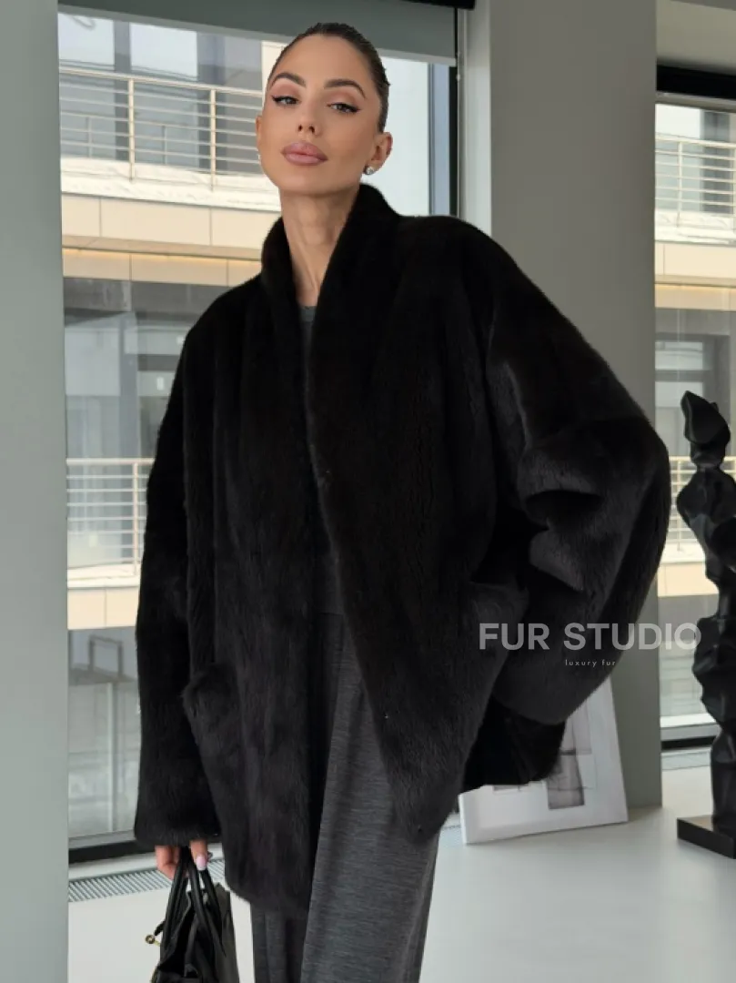 Модный норковый жакет «тренд 2026» Dark Espresso - фото 5