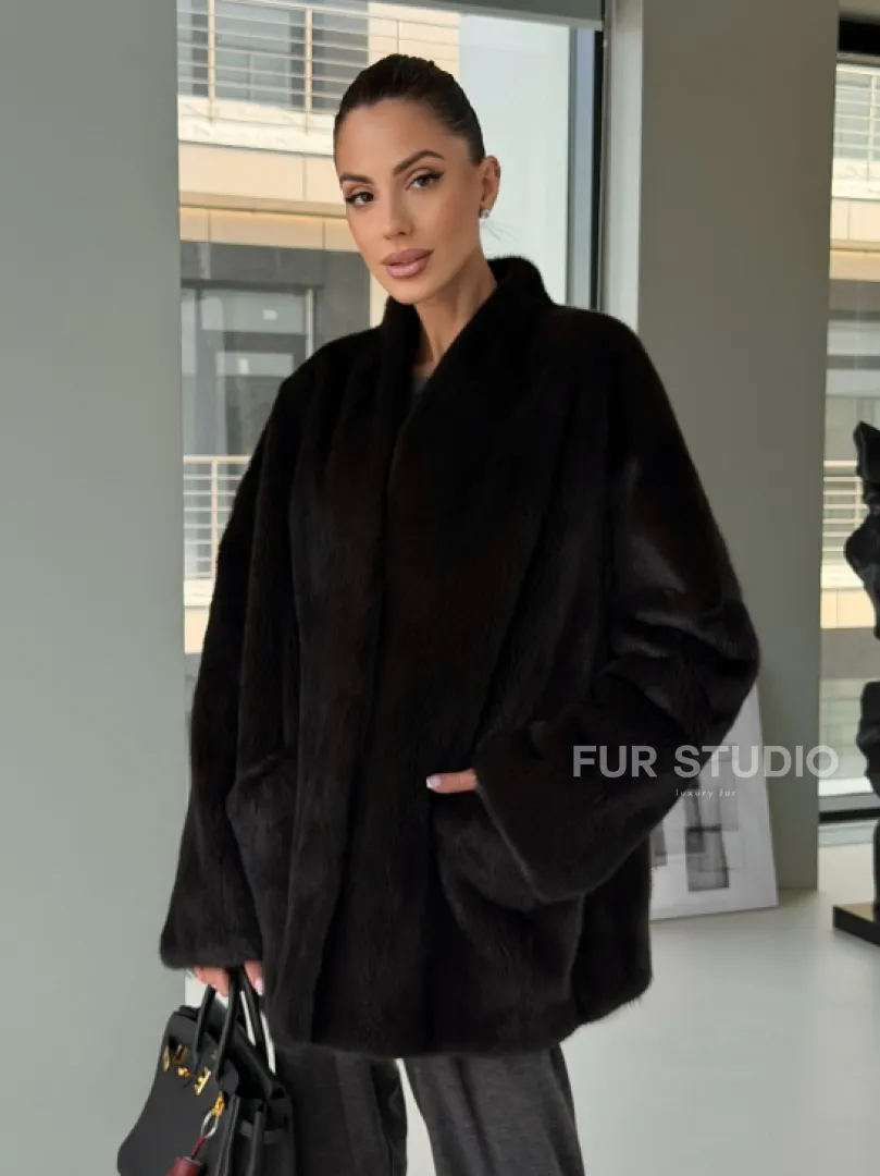 Модный норковый жакет «тренд 2026» Dark Espresso - фото 9