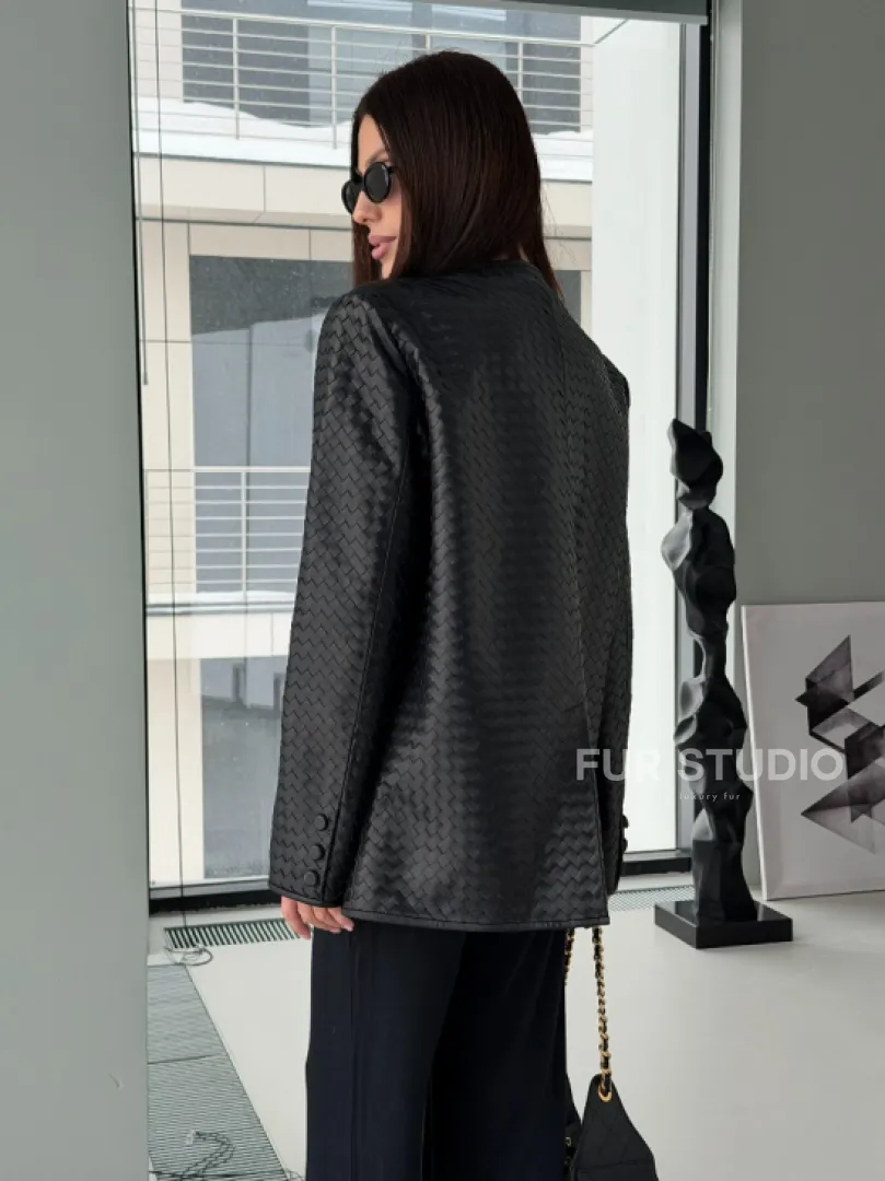 Женский пиджак из натуральной кожи - фото 7