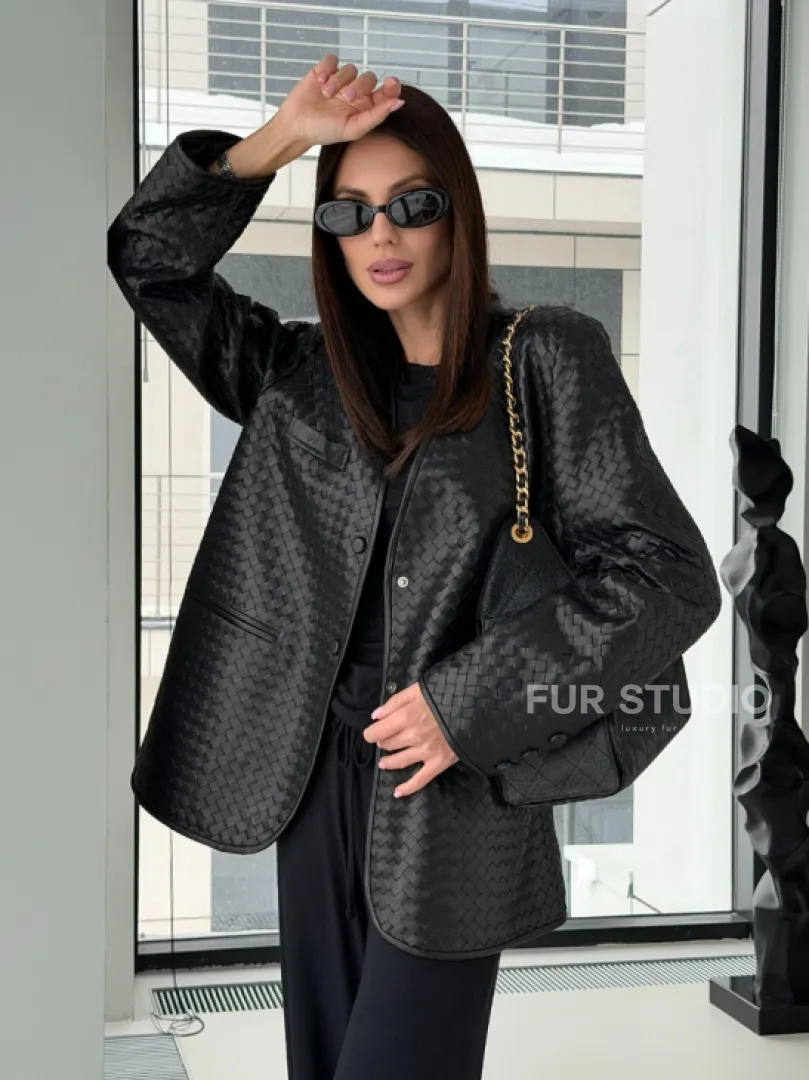 Женский пиджак из натуральной кожи - фото 12