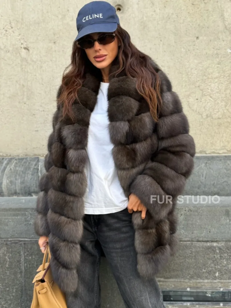 Шуба из меха баргузинского соболя - седина 2 - фото 0