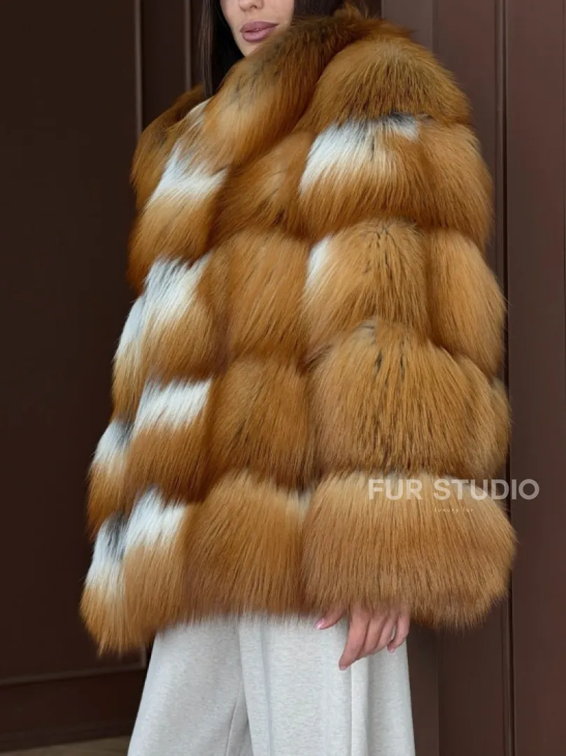 Короткая шуба из рыжей лисы - фото 5