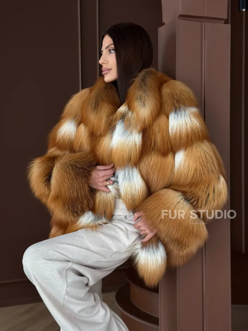 Короткая шуба из рыжей лисы - фото 7