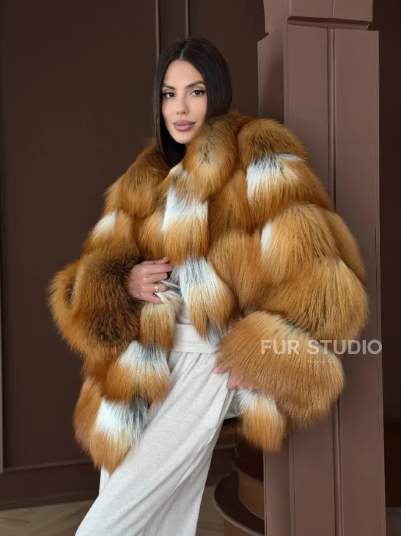 Короткая шуба из рыжей лисы - фото 10