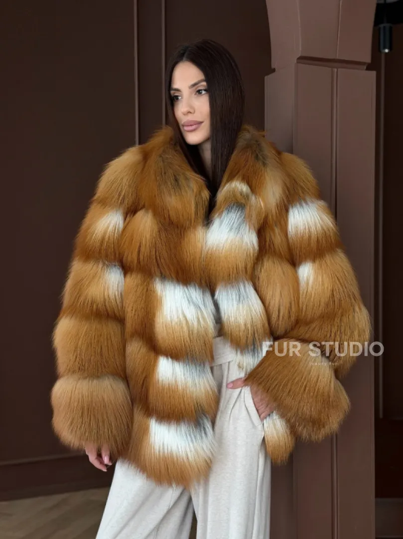 Короткая шуба из рыжей лисы - фото 11