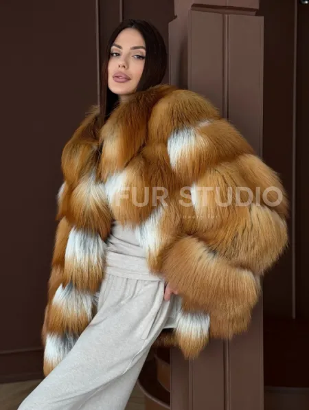 Короткая шуба из рыжей лисы - фото 6