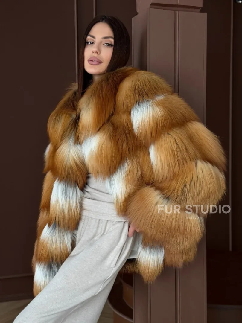 Короткая шуба из рыжей лисы - фото 6