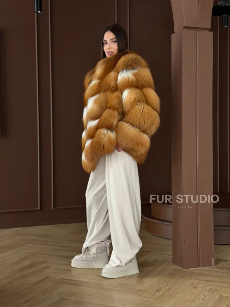 Короткая шуба из рыжей лисы - фото 8