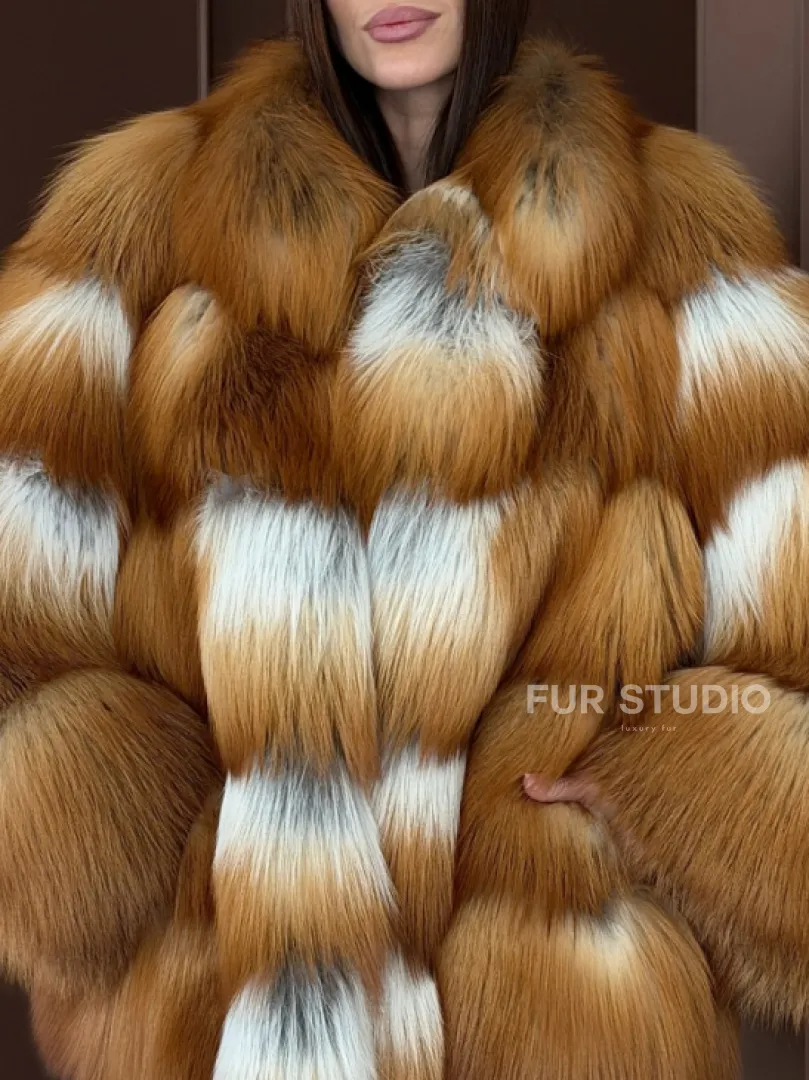 Короткая шуба из рыжей лисы - фото 2