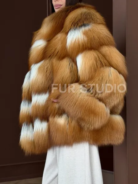 Короткая шуба из рыжей лисы - фото 4