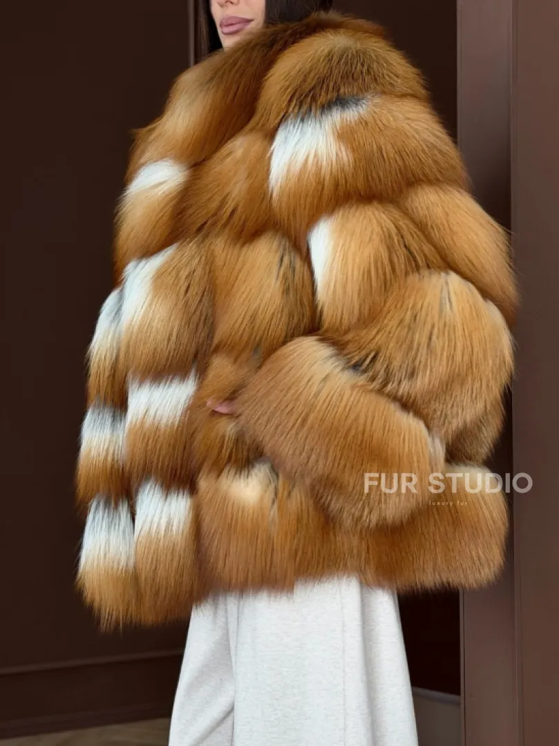 Короткая шуба из рыжей лисы - фото 4