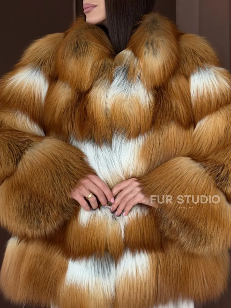 Короткая шуба из рыжей лисы - фото 1