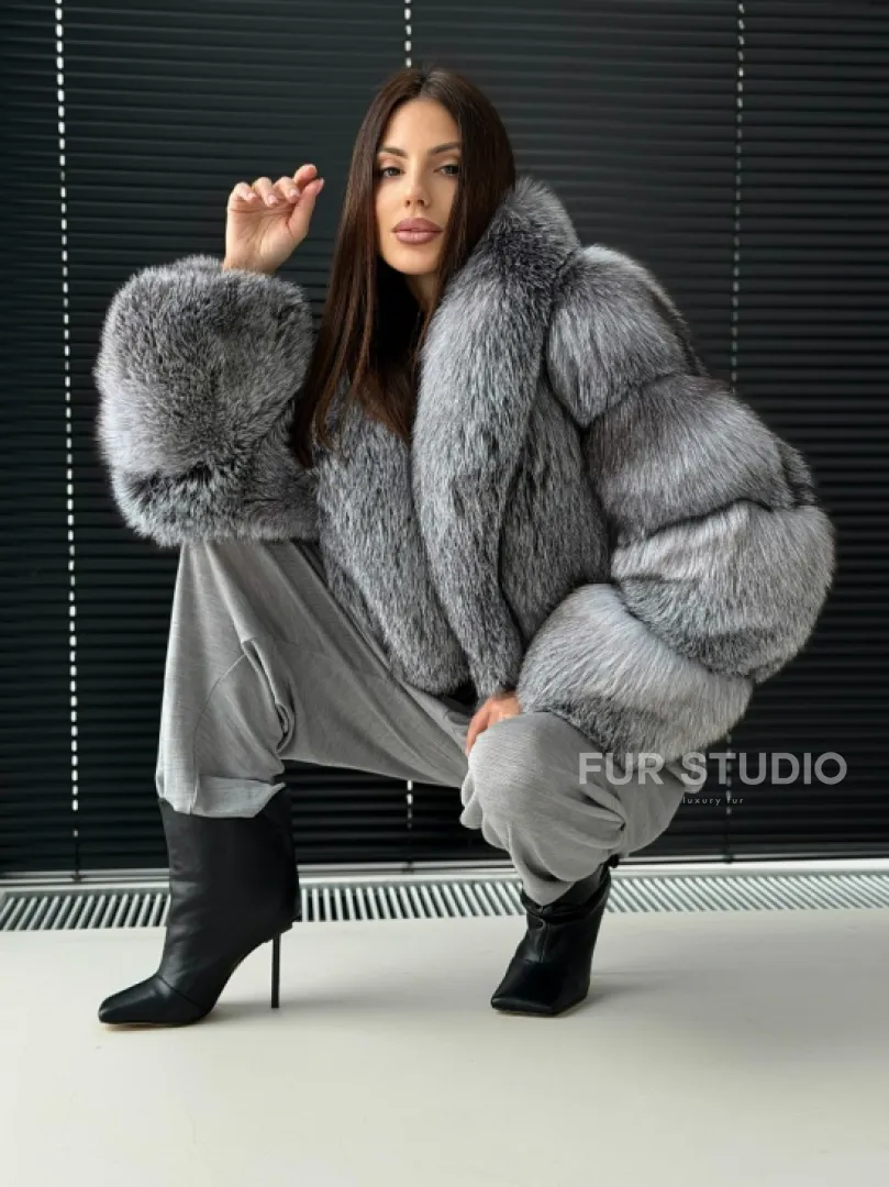 Полушубок - кроп из меха блюфрост - фото 7