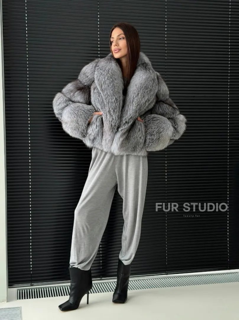 Полушубок - кроп из меха блюфрост - фото 8