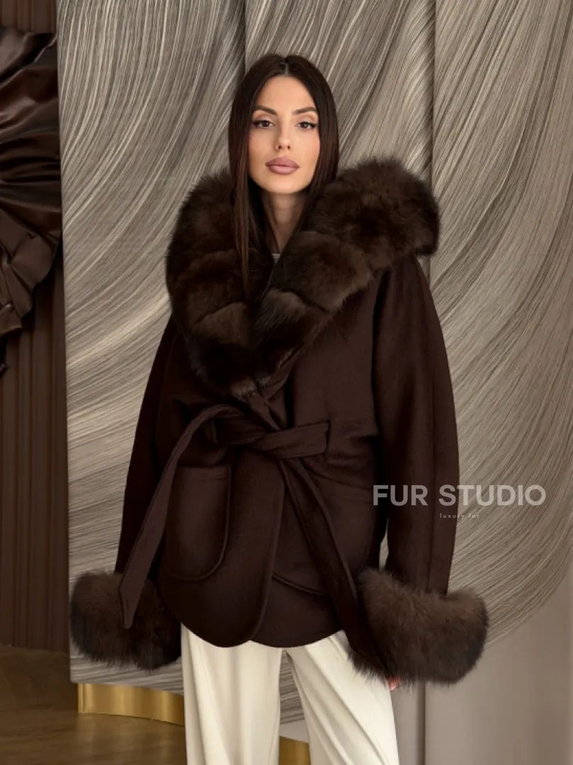 Пальто с мехом песца под соболь - фото 15