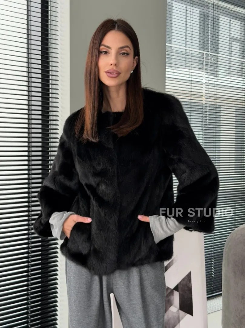 Норковый жакет - цвет черный - фото 0
