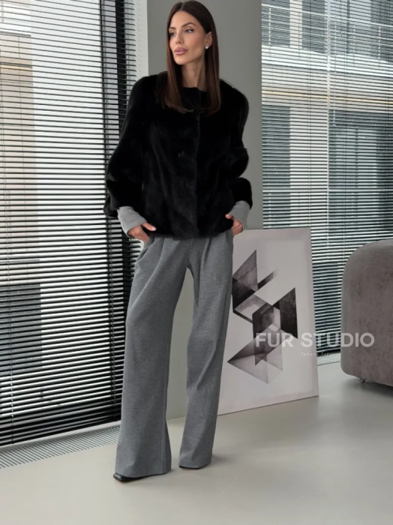 Норковый жакет - цвет черный - фото 2