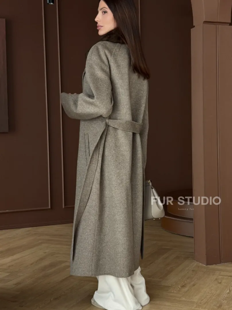 Пальто с воротником из соболя - фото 5