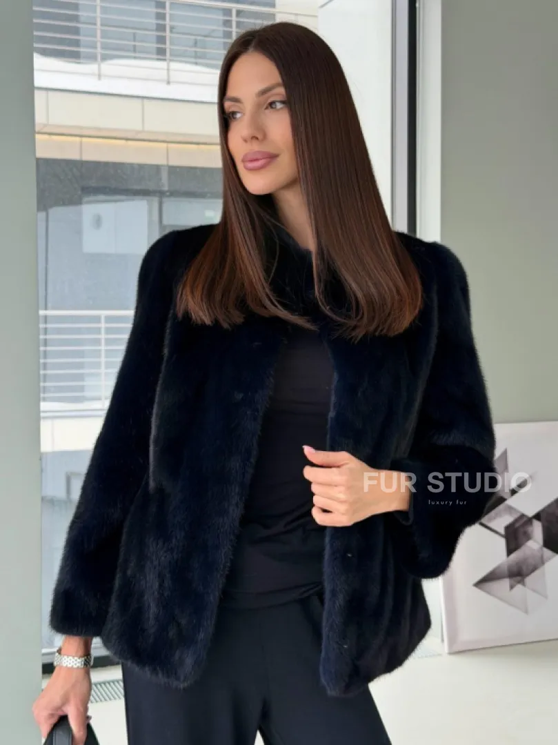 Укороченный норковый жакет - фото 5