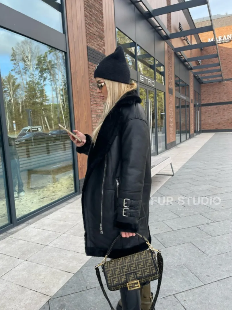 Дубленка авиатор удлиненная - фото 2