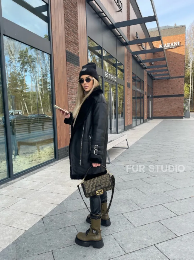 Дубленка авиатор удлиненная - фото 4