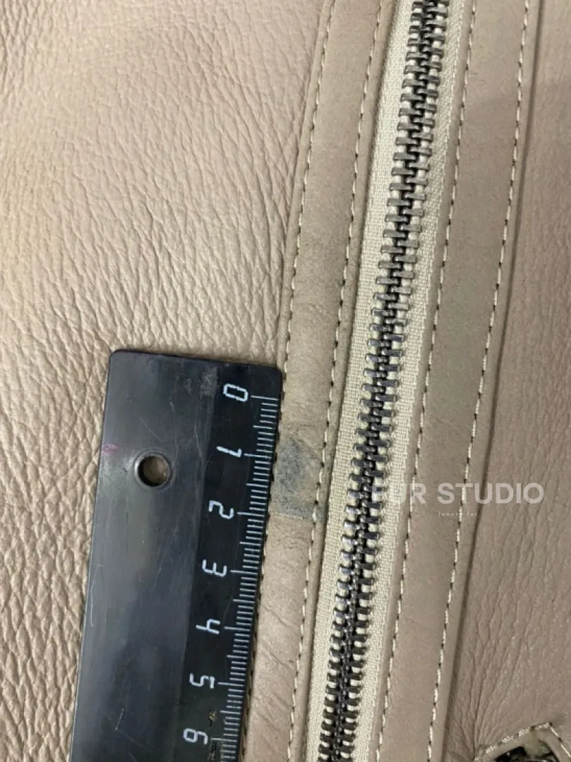 Авиатор дубленка из натуральной овчины в бежевом оттенке