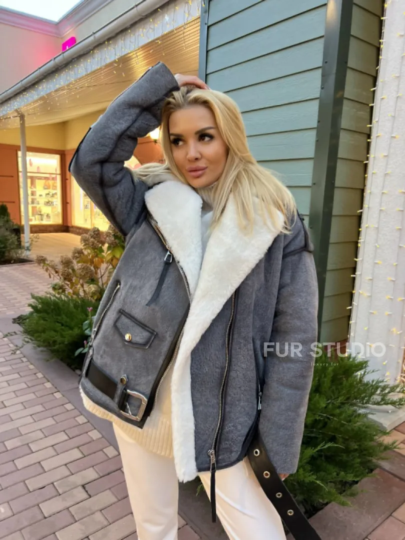 Дубленка - авиатор из винтажной кожи - фото 0