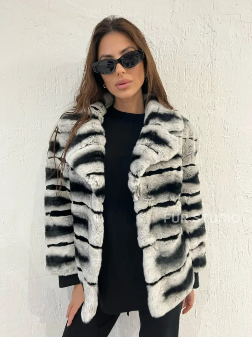 Короткая шуба из меха орилага под шиншиллу - фото 0
